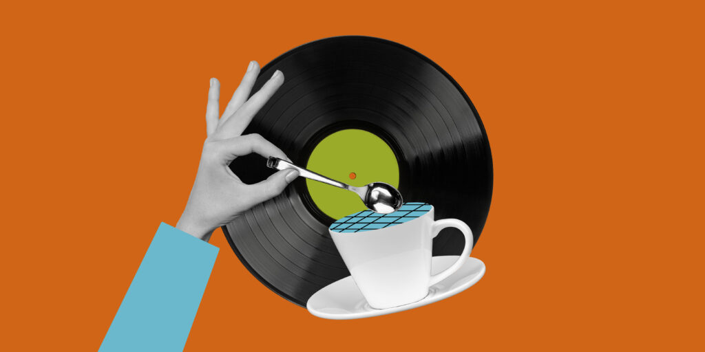 Exclusive,Minimal,Magazine,Sketch,Collage,Of,Arm,Palm,Mixing,Coffee